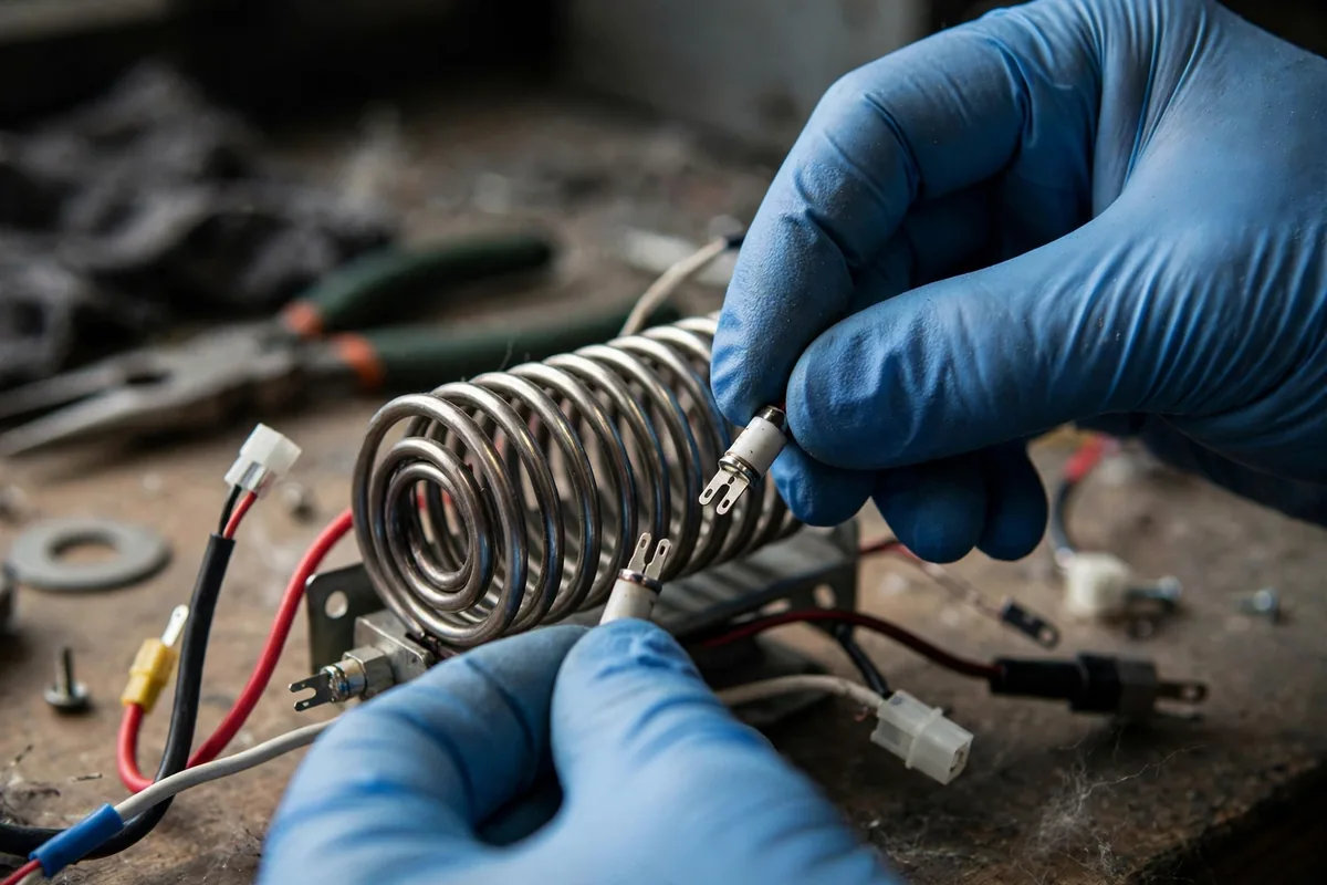Replacing a dryer thermal fuse and heating element — a common no-heat dryer repair in Laguna Niguel
